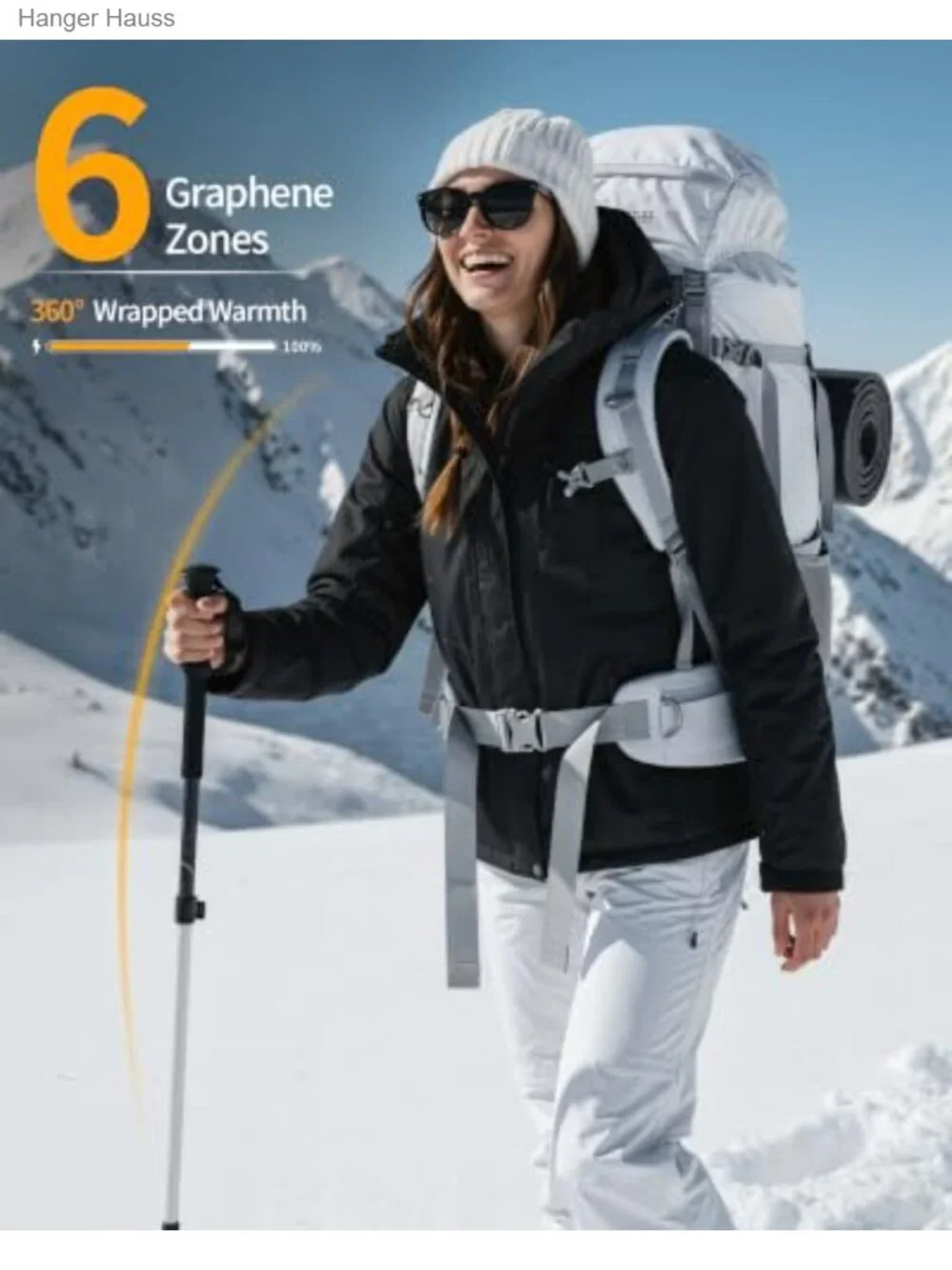 Graphene Heated Jacket Women Fur Lined with Battery Pack